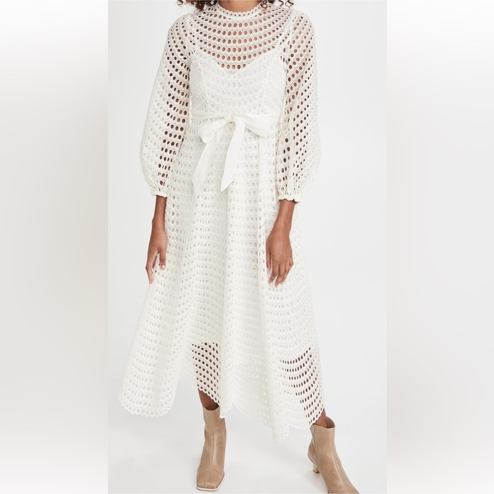 Zimmermann | White Poppy Eyelet Midi Dress - Size 0 / US 2 *NWT*